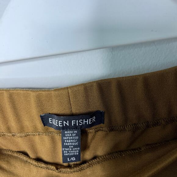 Eileen Fisher Women's Pants Size L TJF Tencel Ponte Ankle Mustard Tan Stretch - Picture 5 of 7